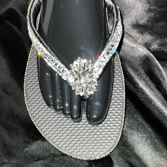 Custom Hand-Crafted Rhinestone FlipFlops | "No Bare Feet Allowed" - Picture 2 of 6